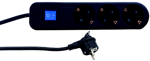 Steckdosenleiste ICE 3-fach mit Schalter schwarz-grau