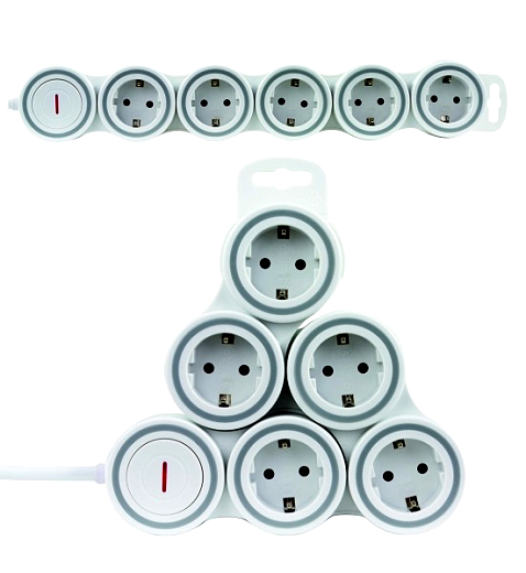 Steckd.L.Supraflex flexibel 5-fach mit Schalter wei