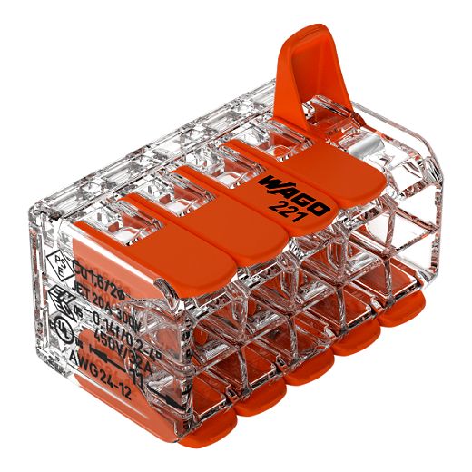 Verbindungsklemme mit Hebeln, f�r alle Leiterarten, max. 4 mm�, 10 Leiter