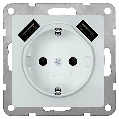 SIEMENS LP 5UB1970-0AM01 Schuko mit 2USB-Ladegeraet Alum.Metallic
