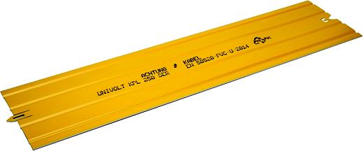 PVC-Kabelabdeckplatte,gelb,250x1000mm,Achtung Starkstromkabel Netz N EVN Gruppe