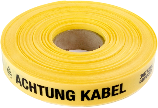 PE-Leitungswarnband,100x0.25mm,2 PP-Streifen,STARKSTROM EVN NORM EN 12613,gelb