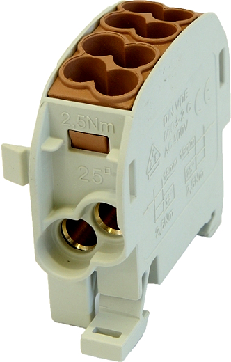 Hauptleitungsklemme 25mm� 1x4braun BGV A2 anreihbar