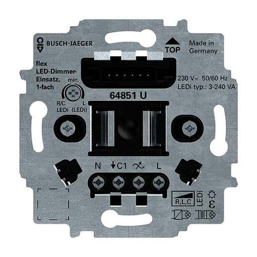 BUSCH-JAEGER 64851 U LED-Dimmer-Einsatz flex, 1-fach UP, LED, 3-240VA