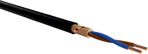 PVC-isolierte Starkstromkabel mit konzentrischem Leiter NYCWY 2X10 RE/10 SW Eca 1m