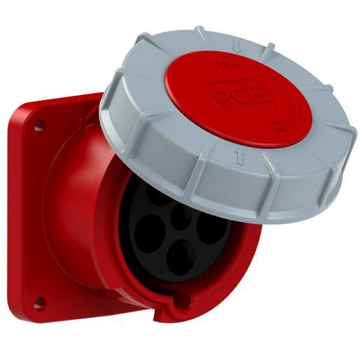 CEE-Anbausteckdose gerade (100x100) 63A 5p 6h IP67 POWER TWI