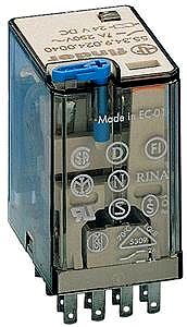 Steckrelais, LED, Freilaufdiode und mech.Anzeige, 4 Wechsler