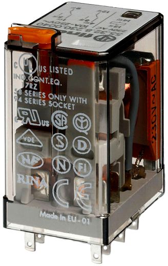 Steckrelais, 2 W 10A, Spule 230VAC