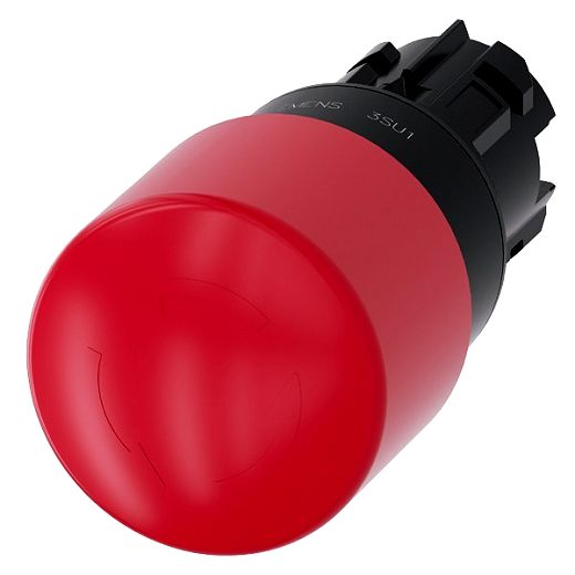 Not-Halt-Pilzdrucktaster, 22mm, rund, Kunststoff, rot, 30mm,