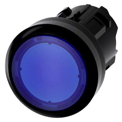Leuchtdrucktaster, 22 mm, rund, Kunststoff, blau, Druckknopf