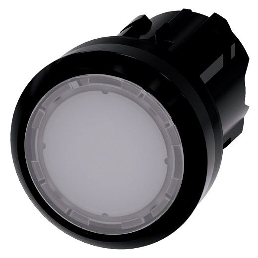 Drucktaster, beleuchtet, 22mm,rund, Kunststoff, wei�, Druck