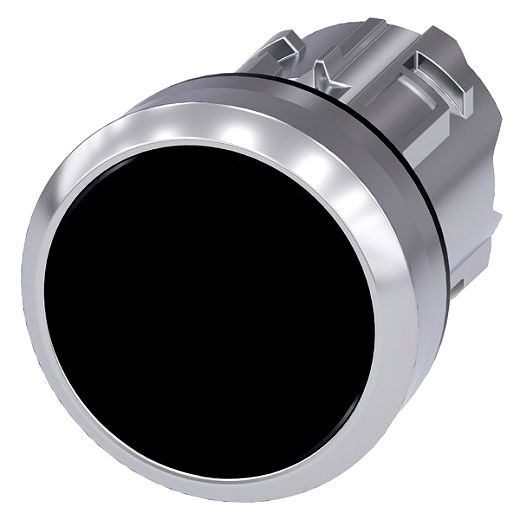 Drucktaster, 22mm, rund, Metall, hochglanz, schwarz, Druckkn