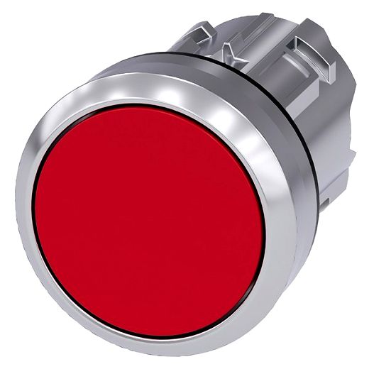 Drucktaster, 22mm, rund, Metall, hochglanz, rot, Druckknopf