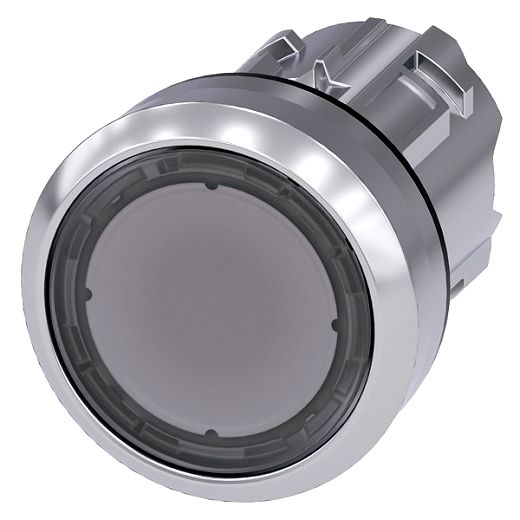 Drucktaster, beleuchtet, 22mm,rund, Metall, hochglanz, klar