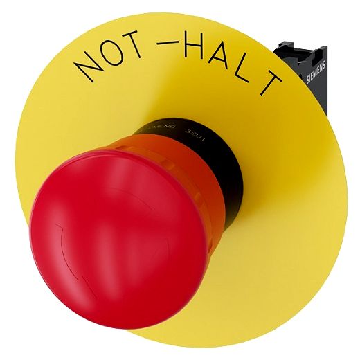 Not-Halt-Pilzdrucktaster, 22mm, rund, Kunststoff, rot, 1�