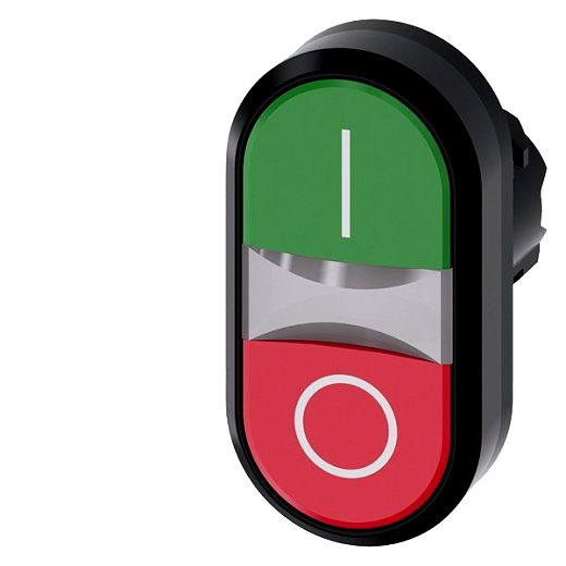 Doppeldrucktaster, beleuchtet,22mm, rund, Kunststoff, gr�n: