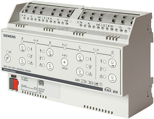 KNX Universaldimmer, AC 230V,4-fach (4x300VA, 1x1000VA), LE
