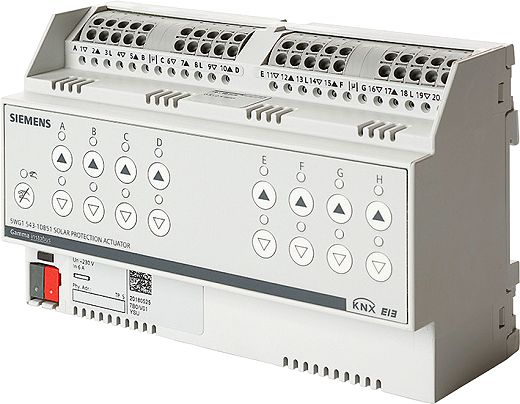 KNX Jalousieaktor 8-fach, AC 230V, 6A mit Endlagenerkennung