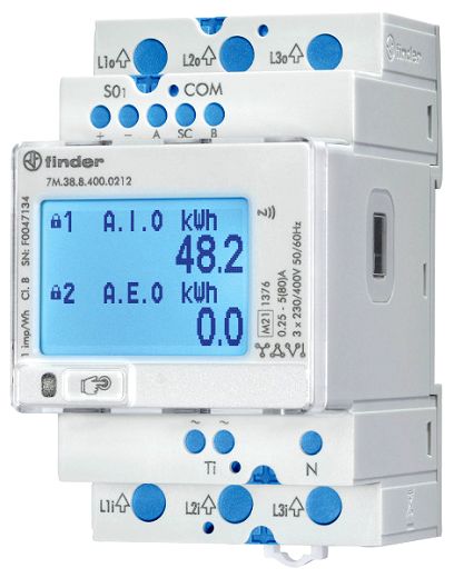 Energiez�hler 3Ph. 80A, bidirektional, IR, NFC, MID, Modbus