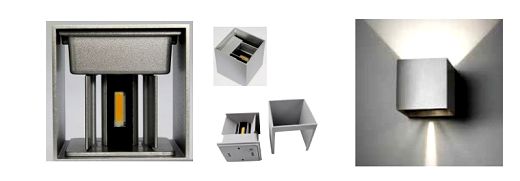 LED Au�enwandleuchte CUBE, silber 6W/ 3000K, 500lm, 300mA, 2