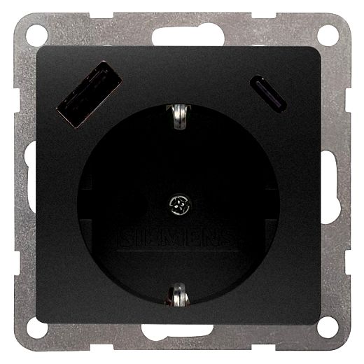 DELTA i-system carbonmetallicUSB-SCHUKO-Steckdose 2 USB A+C