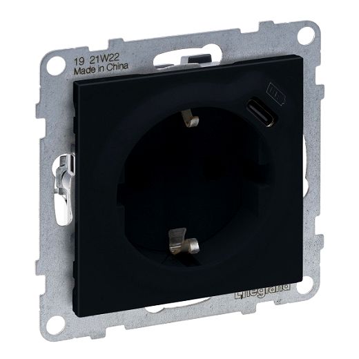 SEANO Schuko-Steckdose + USB-Cmit Steckklemmen, Farbe: Anth