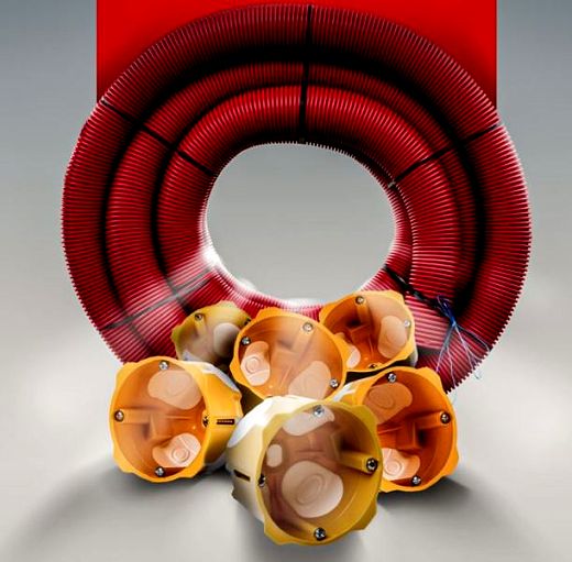 Ein Bund Kabelschutzrohre Kopoflex 50mm + 10 Stk. Hohlwanddose Gr