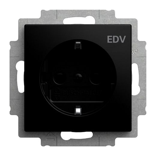 SCHUKO Steckdosen-Einsatz mitAufdruck EDV Safety+ schwarz m