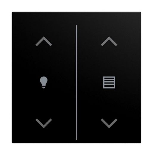 Abdeckung f�r Keypad 2-fach mit Symbol Dimmen/Jalousie schwa