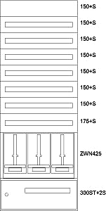 Unterputz-Zaehlerverteiler Steiermark BP-U-3S-STN-800/20-3Z 3 Zhlerpltze 6 Verteilerreihen
