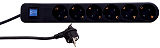 Steckdosenleiste ICE 6-fach mit Schalter schwarz-grau