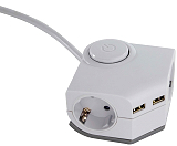 Steckdosenleiste Eckmontage 2f2xUSB+Schalter 1,5m wei�