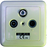 SAT-Durchgangsdose, 14dB mit Aufputzrahmen universal