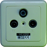 Sat-Einzeldose,Stichdose 3 Ausgaenge mit APR+ABD reinwei�