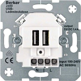 BERKER 260209 USB-Ladesteckdose 230 V, 2fach mit Tragring eckig,