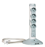 Steckdosenleisten Tower 4x Steckdose 2x Micro-USB Farbe: Sc