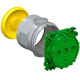 Betonbau Gerte-Verbindungsdose, Putzhaut, Sttzelementaufnahme, Tiefe 82mm