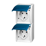 FR/AP Steckdose 2fach senkrecht ocean grau/blaugr�n