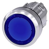 Drucktaster, beleuchtet, 22mm,rund, Metall, hochglanz, blau