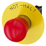 Not-Halt-Pilzdrucktaster, 22mm, rund, Metall, hochglanz, rot