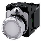 Drucktaster, beleuchtet, 22mm,rund, Metall, hochglanz, wei�