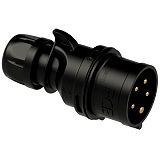 CEE-Stecker 16A 5p 6h IP44/IP54 TT SHARK schwarz