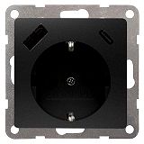 DELTA i-system carbonmetallicUSB-SCHUKO-Steckdose 2 USB A+C