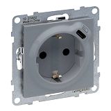 SEANO Schuko-Steckdose + USB-Cmit Steckklemmen, Farbe: Alum
