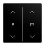 Abdeckung f�r Keypad 2-fach mit Symbol Dimmen/Jalousie schwa