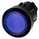Leuchtdrucktaster, 22 mm, rund, Kunststoff, blau, Druckknopf