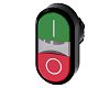 Doppeldrucktaster, beleuchtet,22mm, rund, Kunststoff, gr�n: