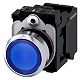 Drucktaster, beleuchtet, 22mm,rund, Metall, hochglanz, blau
