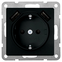 SIEMENS LP 5UB1970-0CM01 Schuko mit 2USB-Ladegeraet Carbon Metal