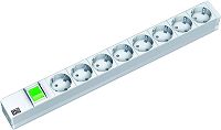 19'' Steckdosenleiste 1HE 8f ALU RAL7035 m.Schalter